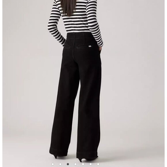 Levi's Premium Ribcage Wide Leg Tailored Women's Jeans in Black Size 27x32 - Picture 2 of 7